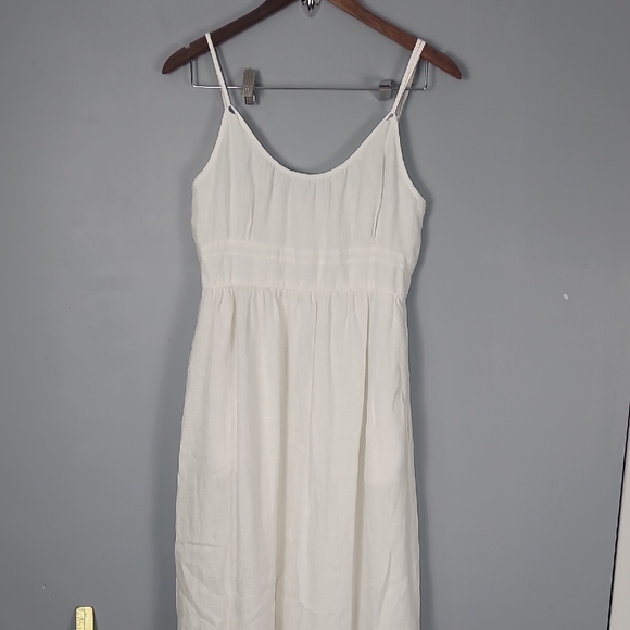 J.Crew Linen Elegant White Spaghetti Strap Lined Maxi Dress - Picture 4 of 9